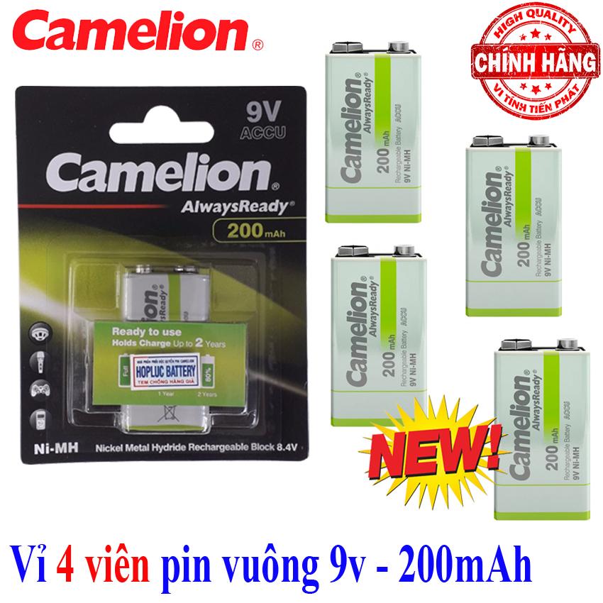 Vỉ 4 Viên Pin Sạc vuông 9V Camelion AlwaysReady dung lượng 200mAh