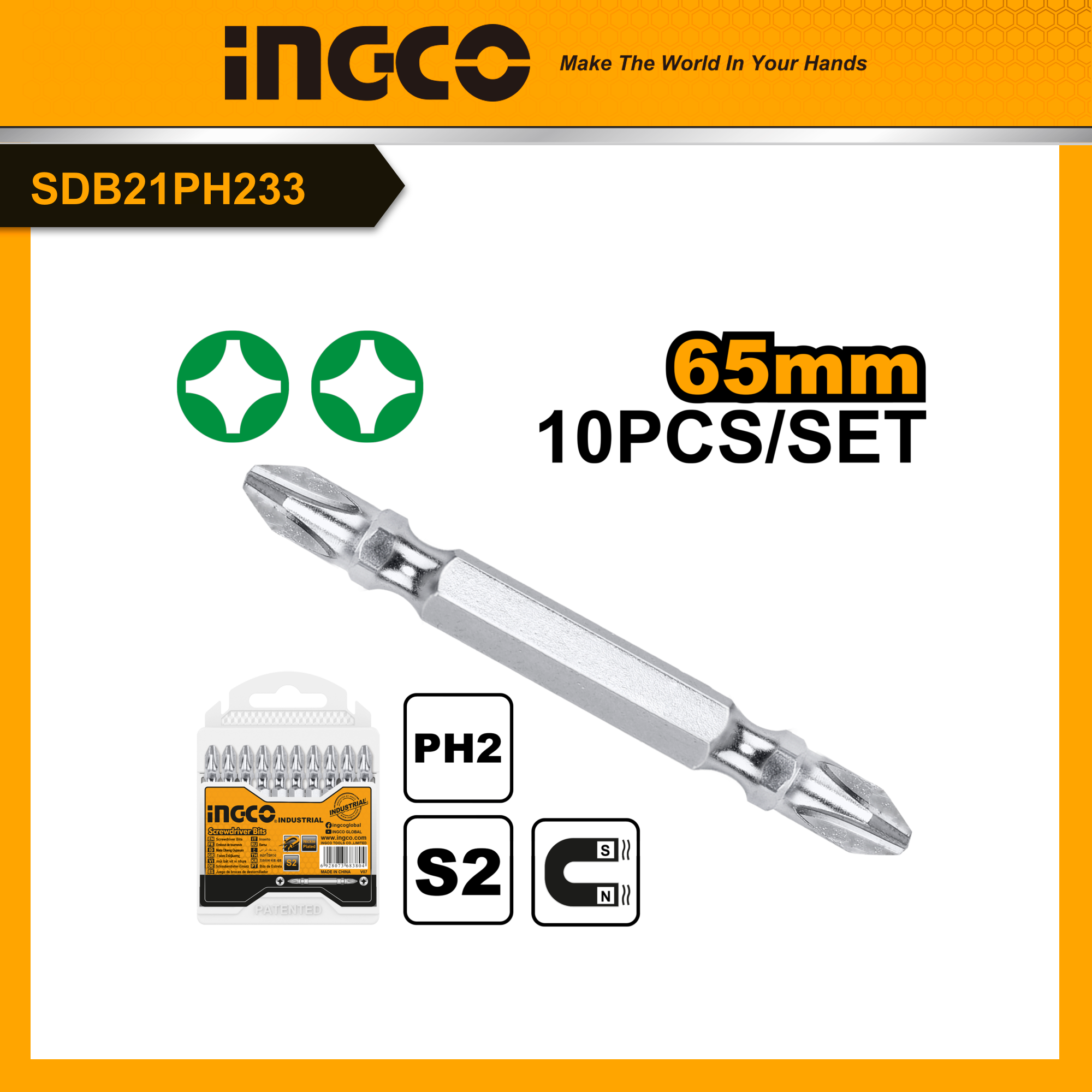 Ingco sdb21ph233 mũi bắt vít 2 đầu
