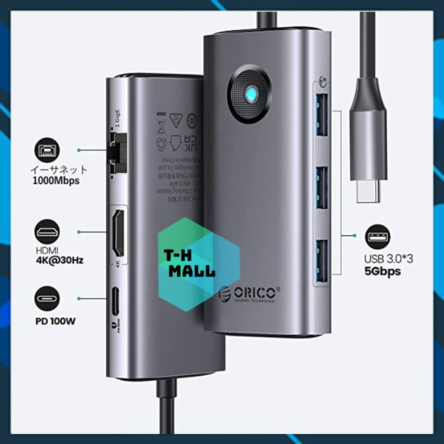 Bộ chuyển đổi hub orico 5 / 6 trong 1 type c sang hdmi rj45 usb 3.0 pd type-c 5 / 6 in 1 4k thunderbolt 3