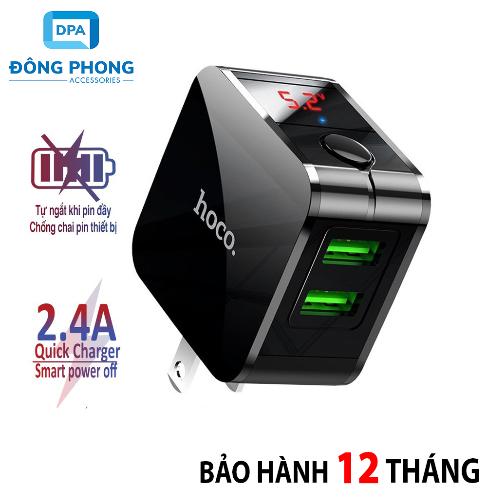 Củ Sạc Nhanh Hoco HK5 Dual USB Chính Hãng Tự Ngắt Khi Đầy Pin
