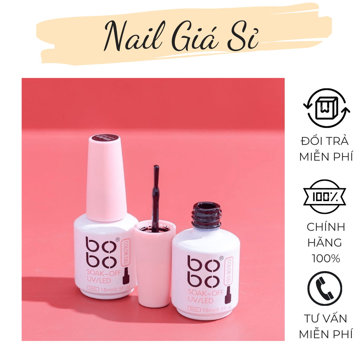 [HCM]Sơn Gel Bobo Đen, Trắng Và Đỏ - Chai 15ml