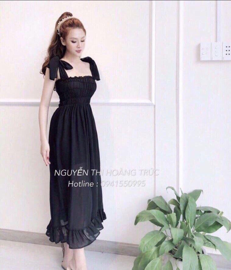 Đầm nhún cột nơ dịu dàng nữ tính 138