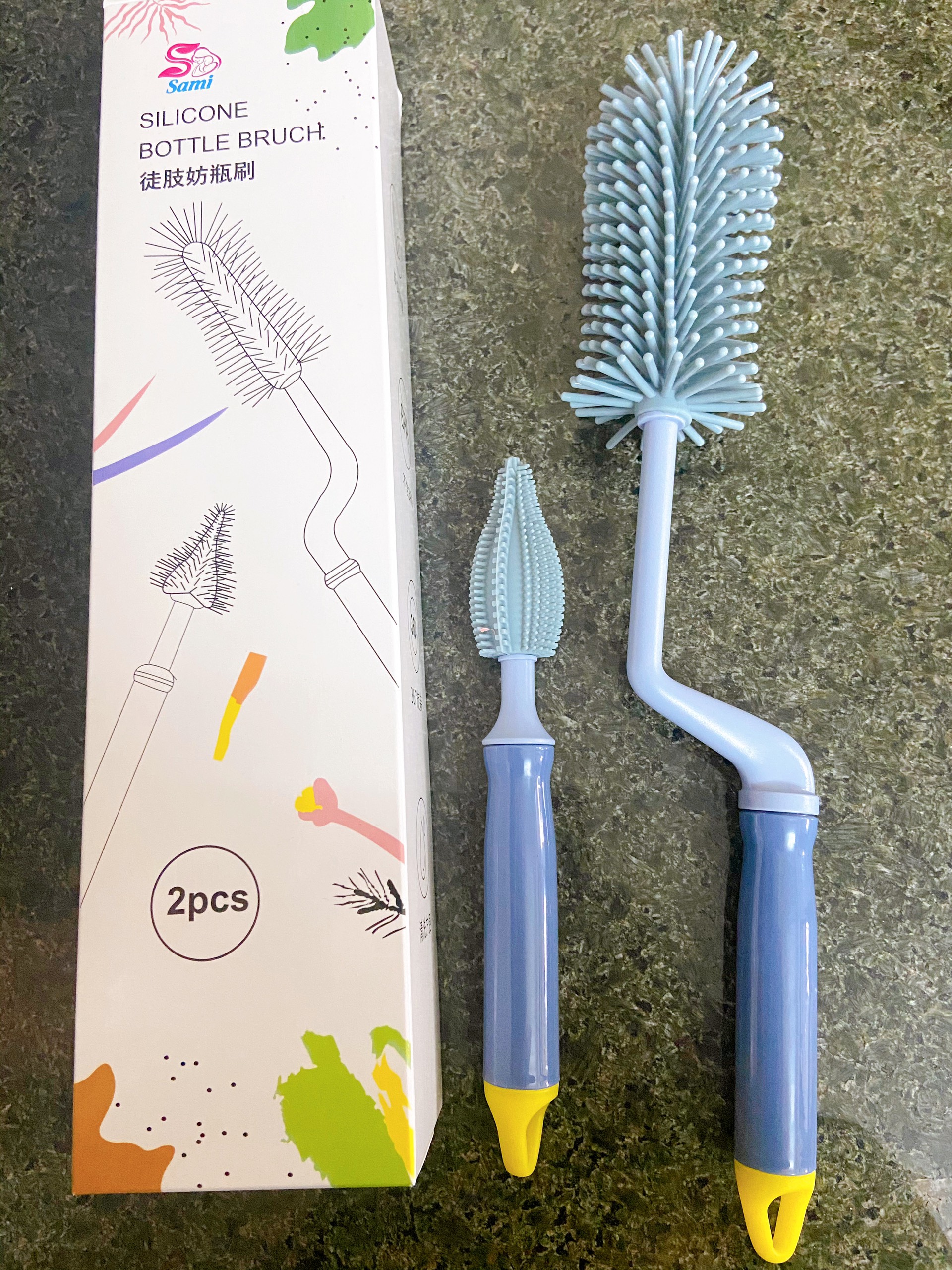 Bộ cọ bình sữa Silicone cao cấp 2 chi tiết làm sạch dễ dàng an toàn cho bé - Mideer Home