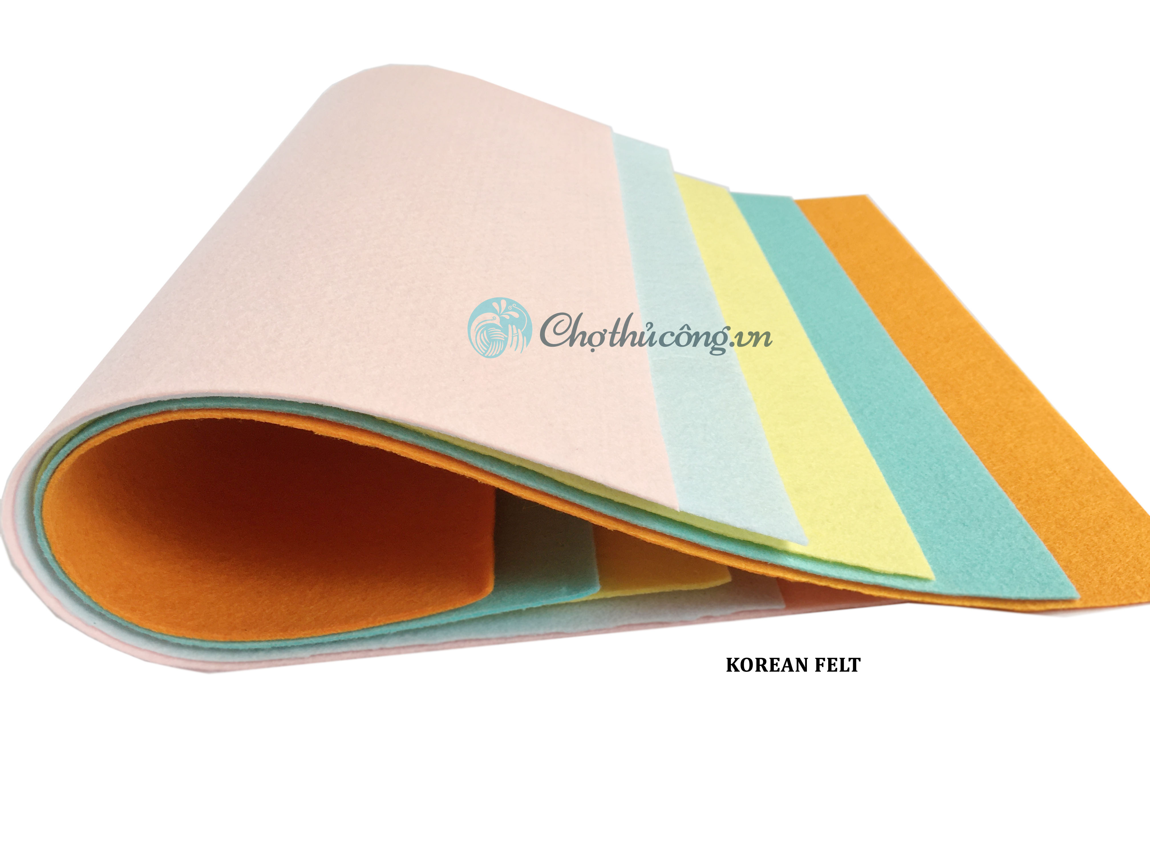 Combo 5 vải nỉ cứng HQ cao cấp D30XR37cm x Dày 1.2mm 5 màu Pastel làm đồ handmade craft thủ công