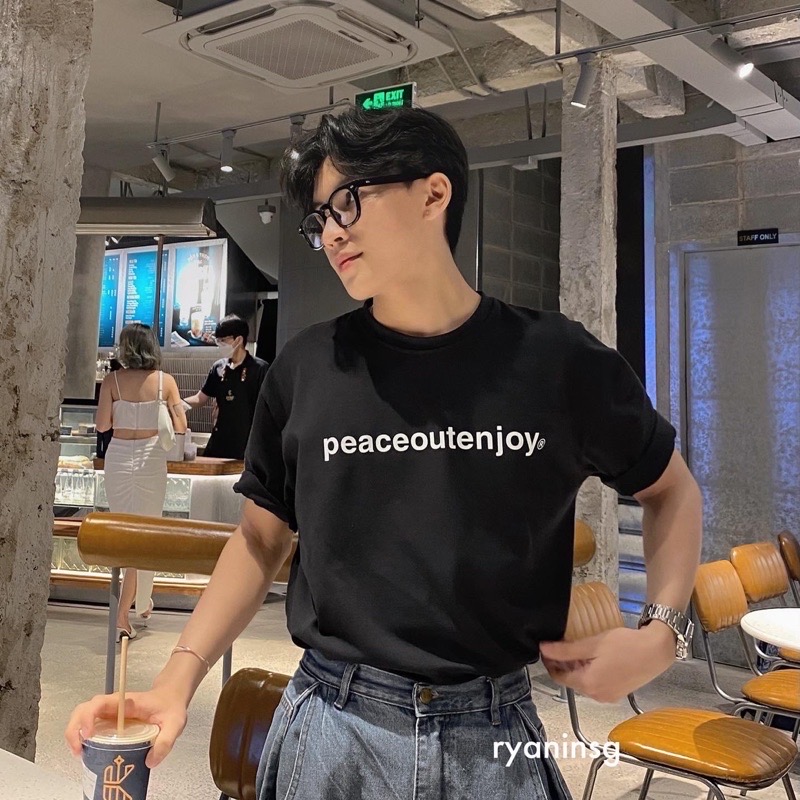 Ryan - áo thun nam peaceout ngắn tay vải cotton 4 chiều thương hiệu ryan form rộng phong cách hàn quốc
