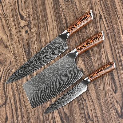 Dao - dao bếp - bộ 3 dao bếp nhật thép damascus adt2 hàng độc 66999