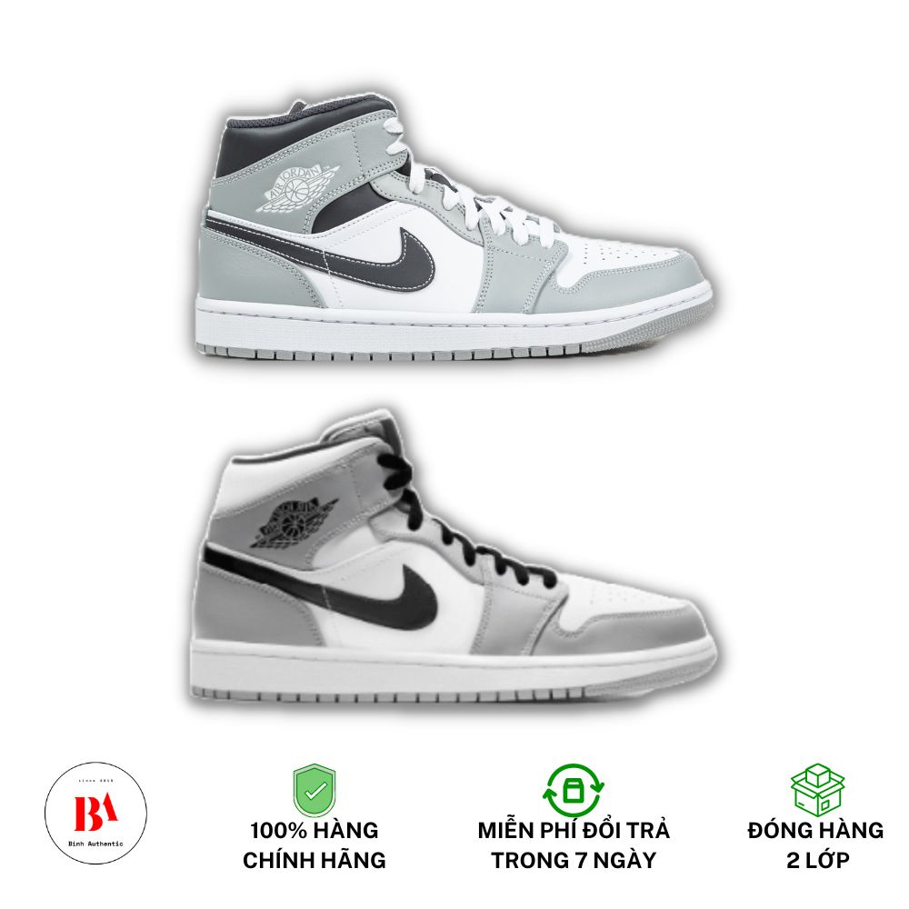 Chính hãng giày jordan 1 mid light smoke grey v smoke grey v3