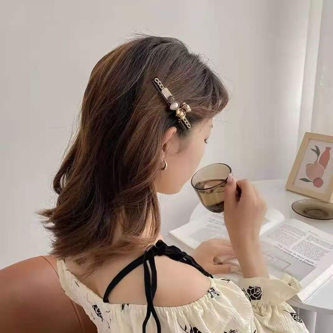 Set 5 kẹp tóc hàn quốc ngọc trai đen