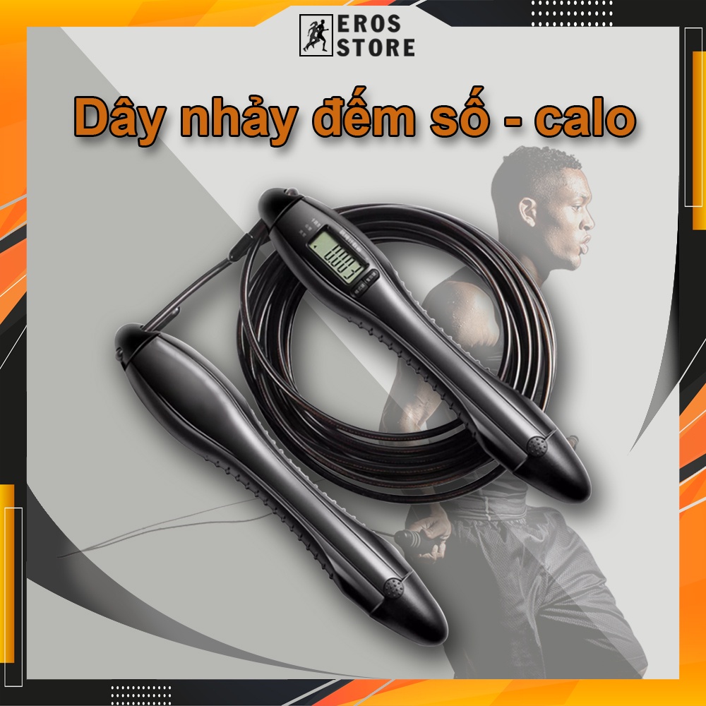 Dây nhảy thể lực đàn hồi 2.9m đếm số chính hãng Eros, tự động đếm số vòng nhảy tích hợp đo calo, quãng đường
