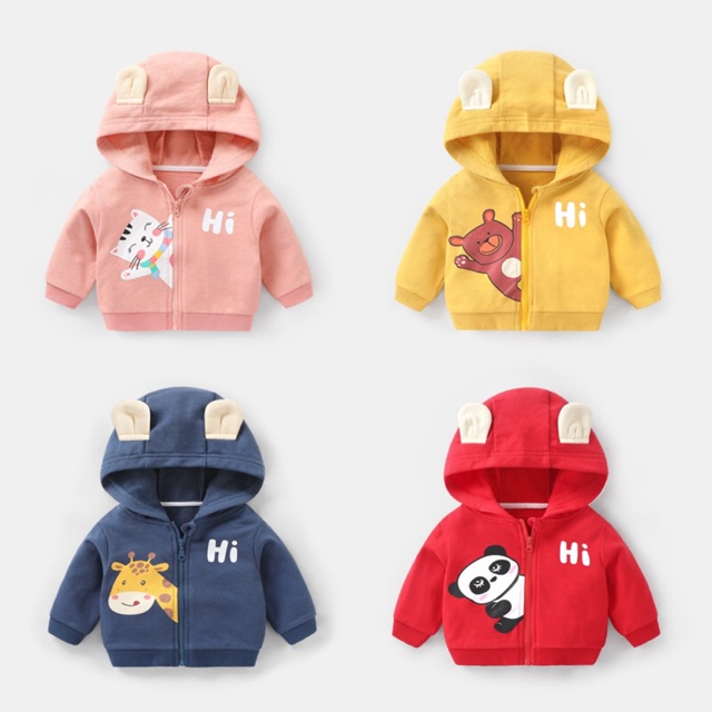FREESHIP-[HOT TREND] ÁO KHOÁC HIHI TAI GẤU DỄ THƯƠNG | CHẤT COTTON NỈ DA CÁ | CHO BÉ TRAI VÀ GÁI 6-16KG | VIDEO THẬT | SHOP BEECOW