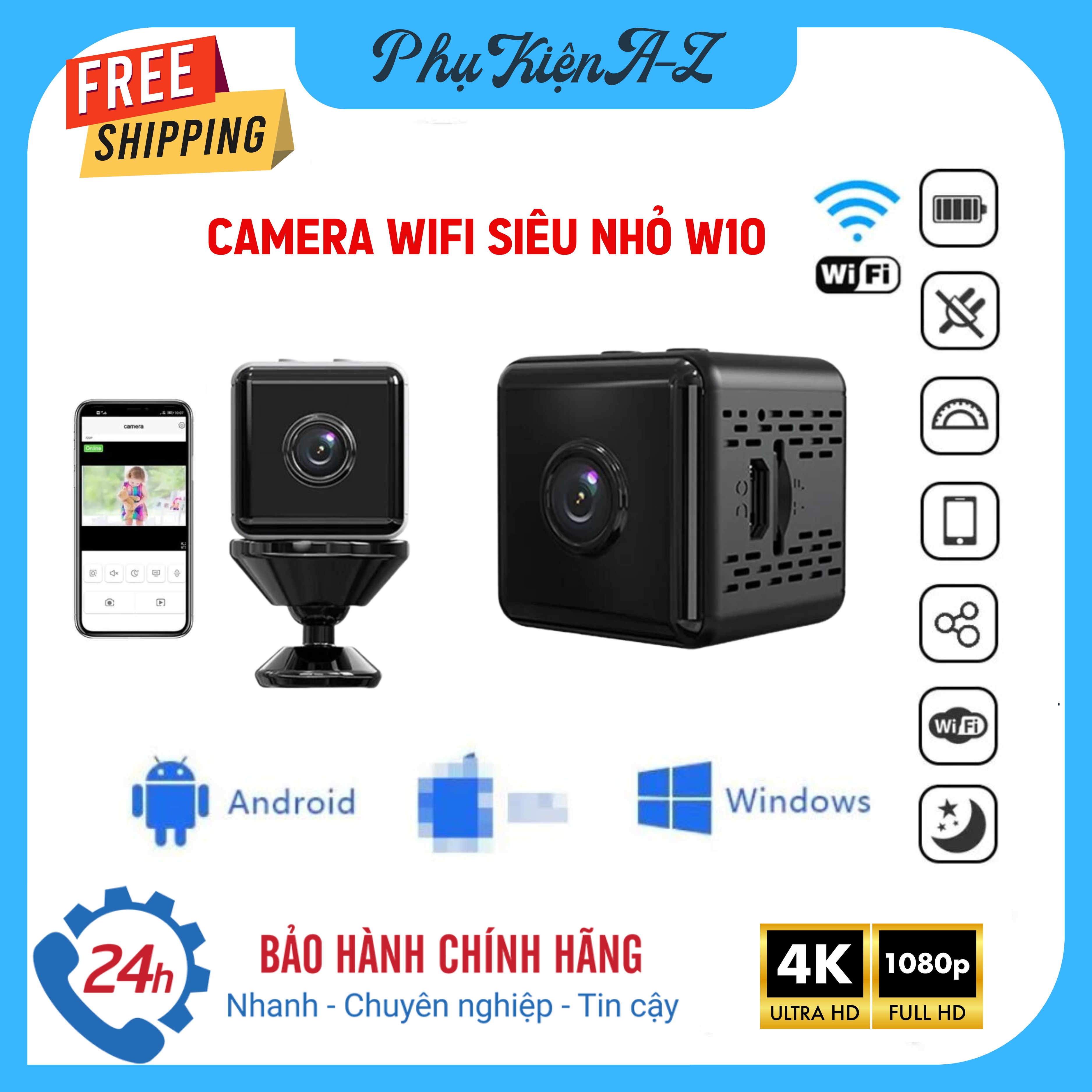 Camera Siêu Nhỏ Camera IP không dây Tầm Nhìn Ban Đêm Camera Mini Wifi W10 FULL HD 1080P Camera Mini W10 Camera Giám Sát An Ninh Wifi Nhà P2P Camera Wifi Tầm Nhìn Ban Đêm Camera Giám Sát Không Dây.