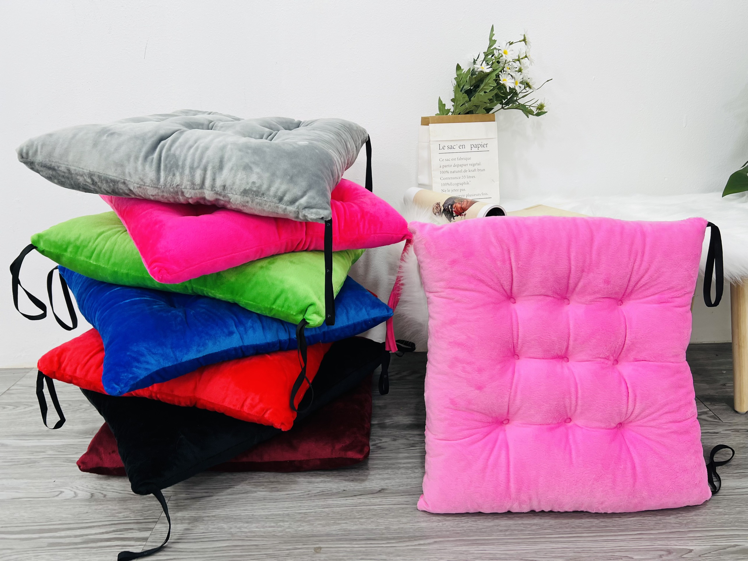 Đệm ngồi bệt vuông, nệm lót ghế vuông 40x40cm chất nỉ nhung