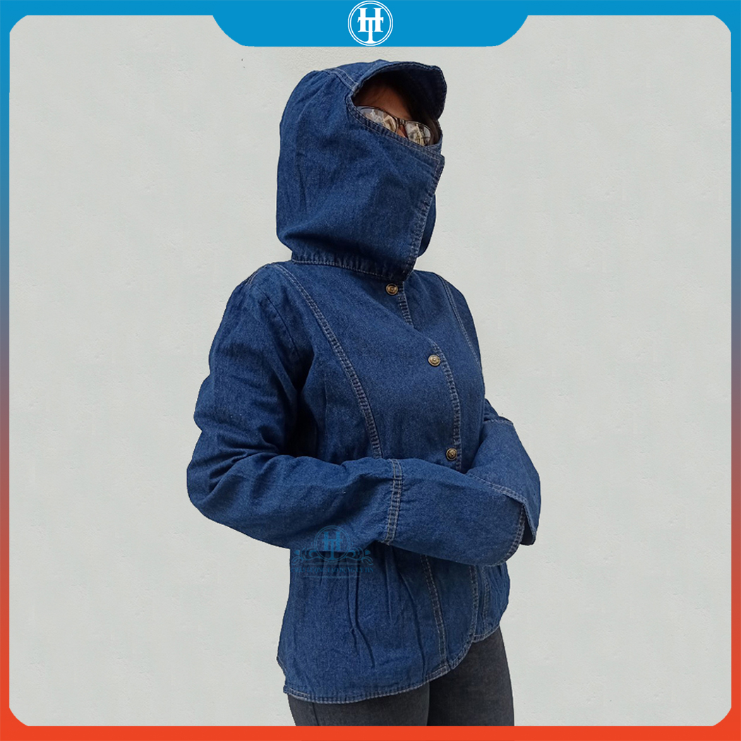 Áo Khoác Chống Nắng Cao Cấp Vải Jean Cotton Dày Dặn Và Mềm Mát Có Mũ Che Đầu AJHT01 H&T Fashion