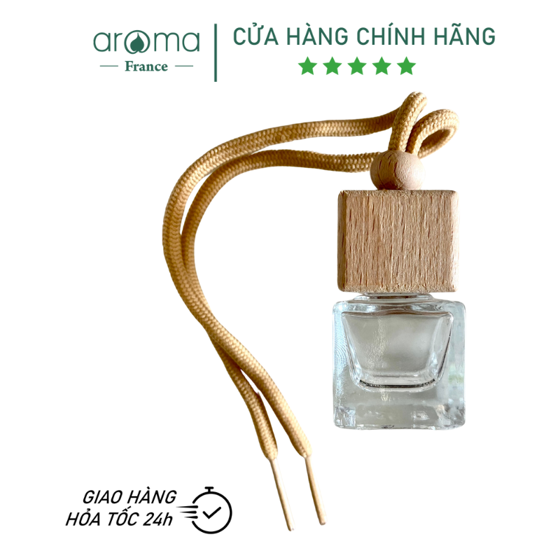 Vỏ Lọ chai Aroma treo Tinh Dầu nắp gỗ vuông 8ml