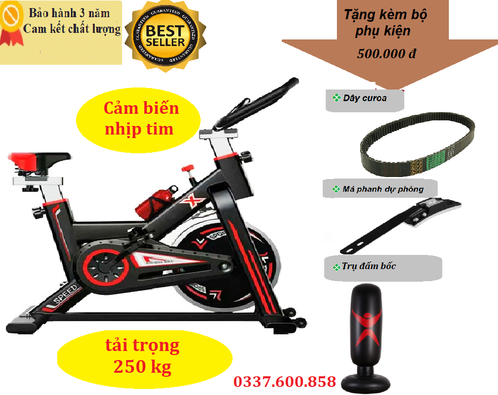 Xe đạp thể dục Airbike- cảm biến nhịp tim,xe đạp tại nhà, máy tập đạp xe, tặng kèm bộ phụ kiện thay thế!