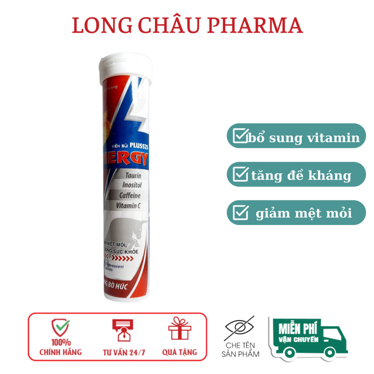 Combo 10 tuýp viên sủi Plusszs Energy giúp tăng đề kháng, bổ sung vitamin, tăng sức khoẻ - lọ 20 viên