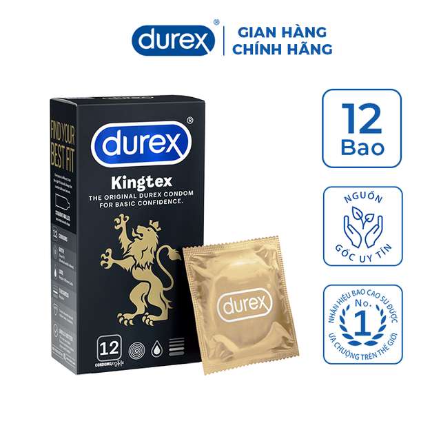 Bao cao su Durex Kingtex ôm sát size 49mm Hộp 12 cái