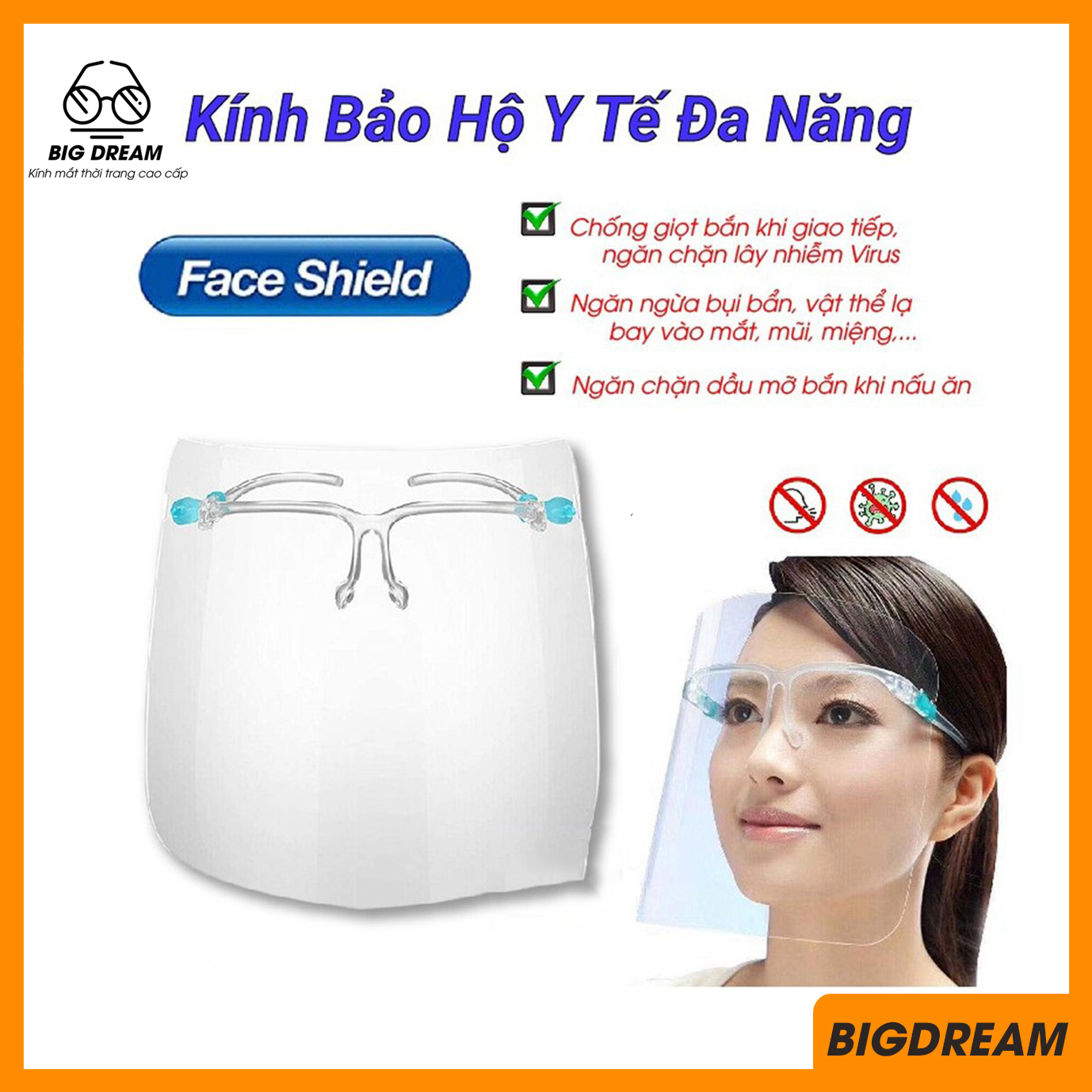 [3-5/8 Hoàn Tiền 25%] Kính bảo vệ chống giọt bắn mùa covid loại xịn gồm cả kính và tấm chắn