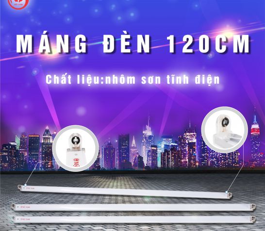 Máng đèn tuýp led sơn tĩnh điện 120cm 60cm
