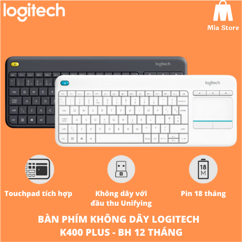 Bàn Phím không dây Logitech tích hợp Touchpad K400 Plus
