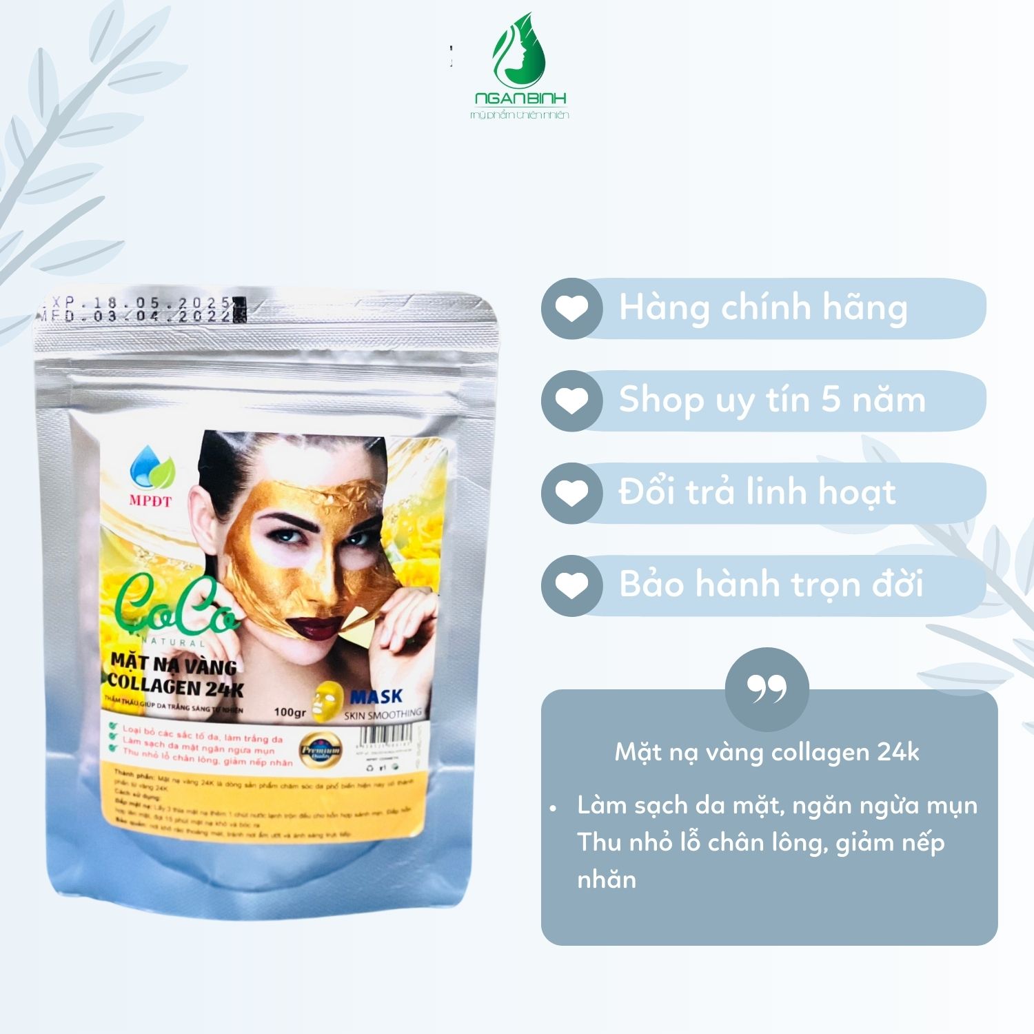 Mặt nạ vàng 24k cải thiện nếp nhăn, chống lão hóa cho da