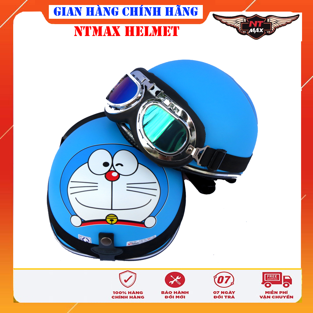 Mũ bảo hiểm NTMAX 1/2 Doremon kính phi công hoặc uv400 siêu cute