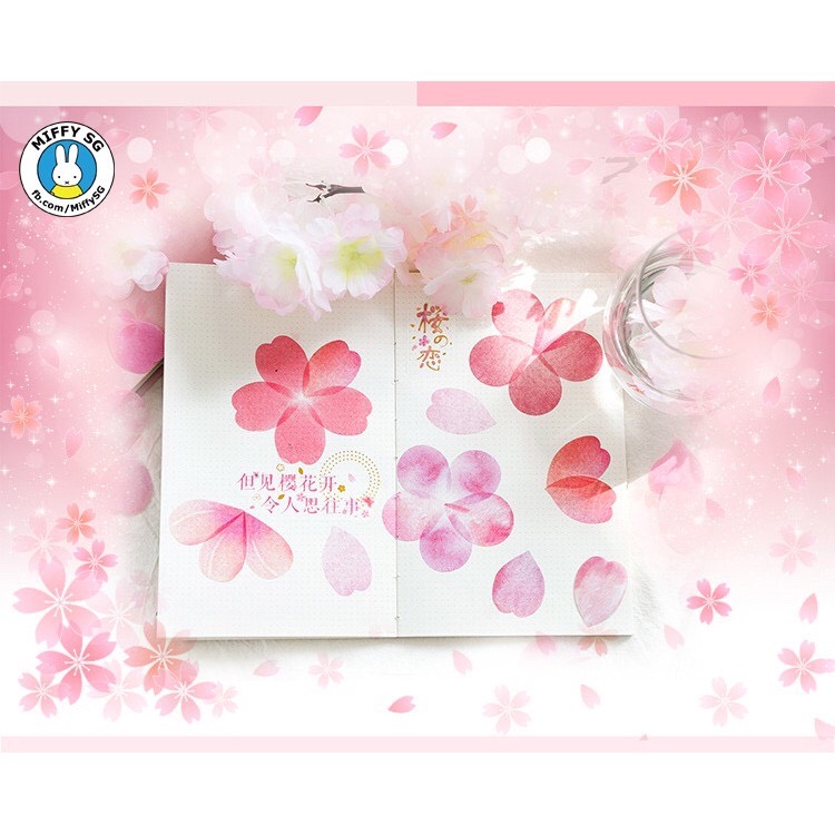 Bộ 45 sticker thiếp vàng mùa hoa anh đào