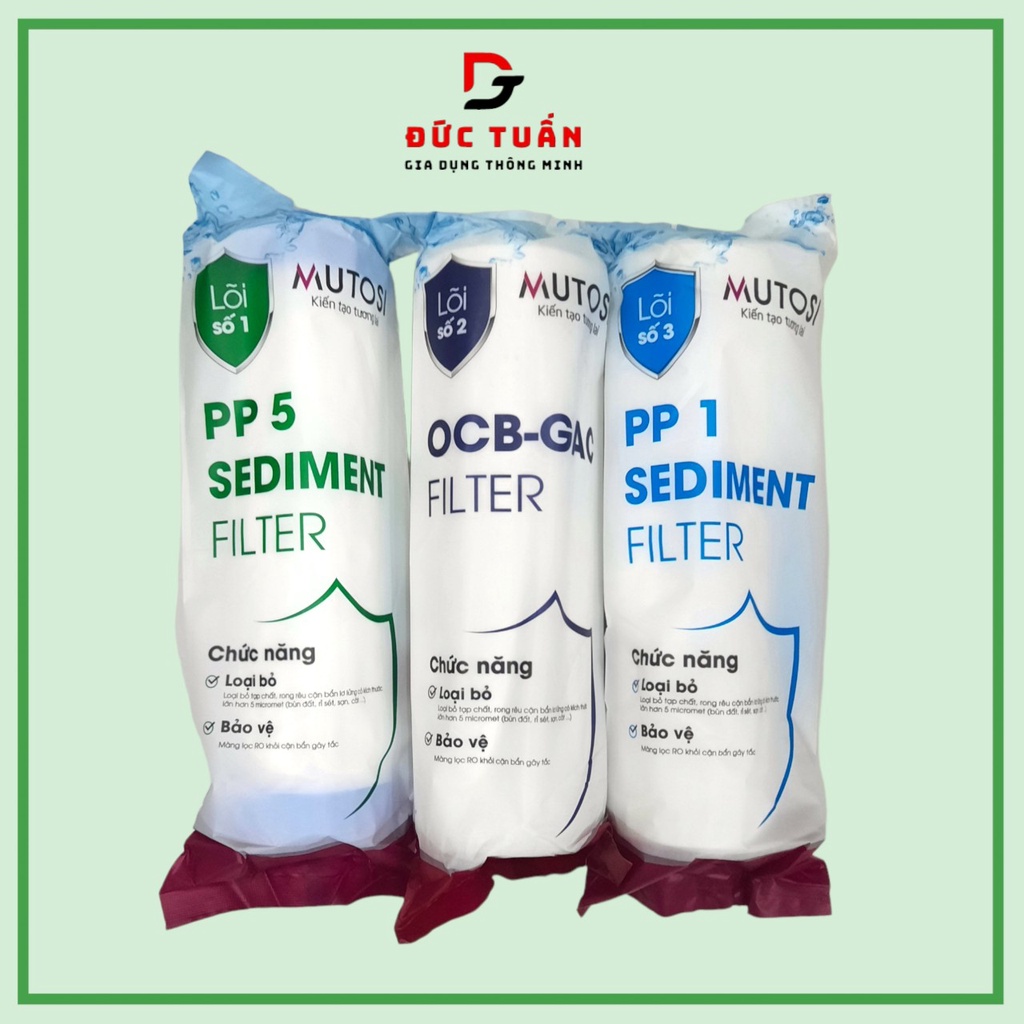 Bộ lõi lọc nước 123 mutosi - bộ 3 lõi lọc thô chính hãng