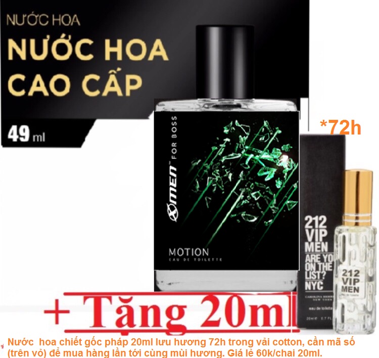 Nước hoa xmen for Boss Luxury/Motion/Intense trơn/ hoặc tặng 20ml nước hoa Pháp mới...ngẫu nhiên hương các loại hoa