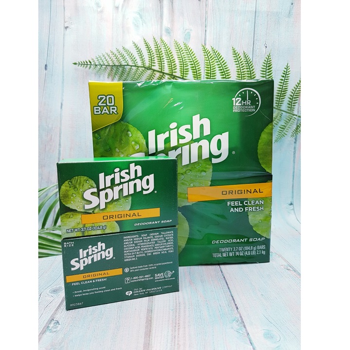 ( Block 20) Xà bông cục diệt khuẩn Irish Spring Deodorant Soap Original 106g của Mỹ