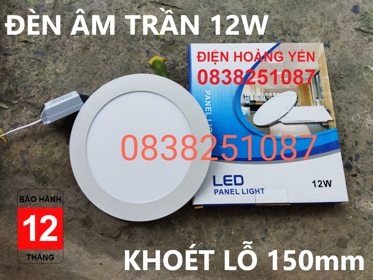[HCM]Bộ 2 đèn Led downlight âm trần siêu mỏng 12W ( Ánh sáng trắng)