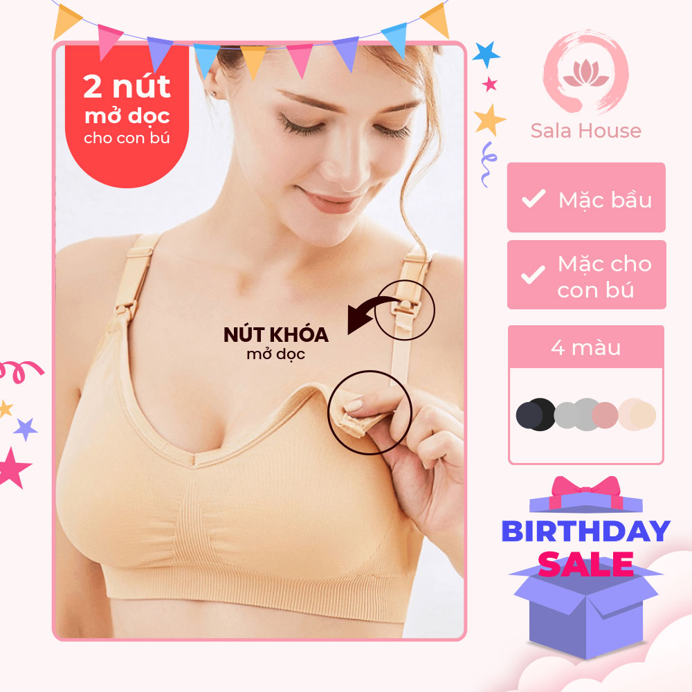 Áo ngực bầu chống chảy xệ SALAHOUSE, áo bra nữ nâng ngực cho bà bầu co giãn 4 chiều, mềm mịn - AL01