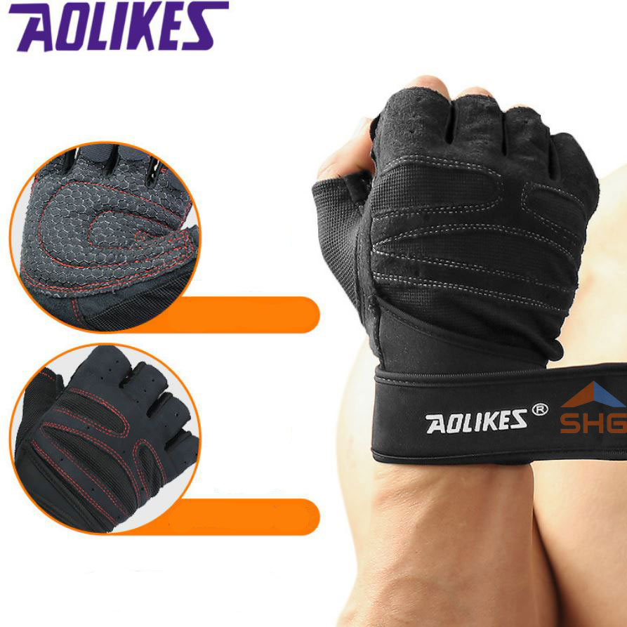 [HCM](HOT DEAL)  GĂNG TAY TẬP GYM NAM NỮ BAO TAY THỂ HÌNH TẬP TẠ THỂ THAO CHÍNH HÃNG GĂNG TAY AOLIKES TẬP GYM THỂ THAO  MÃ 01 HÀNG LOẠI I