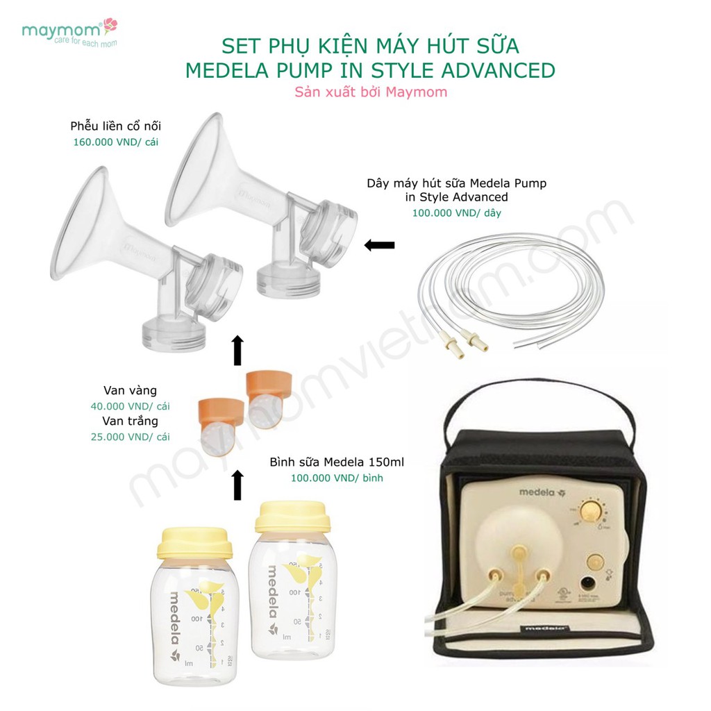 Phụ Kiện Máy Hút Sữa Tương Thích Với Máy Pump Do Maymom Sản Xuất (Có Bình- Không Dây )
