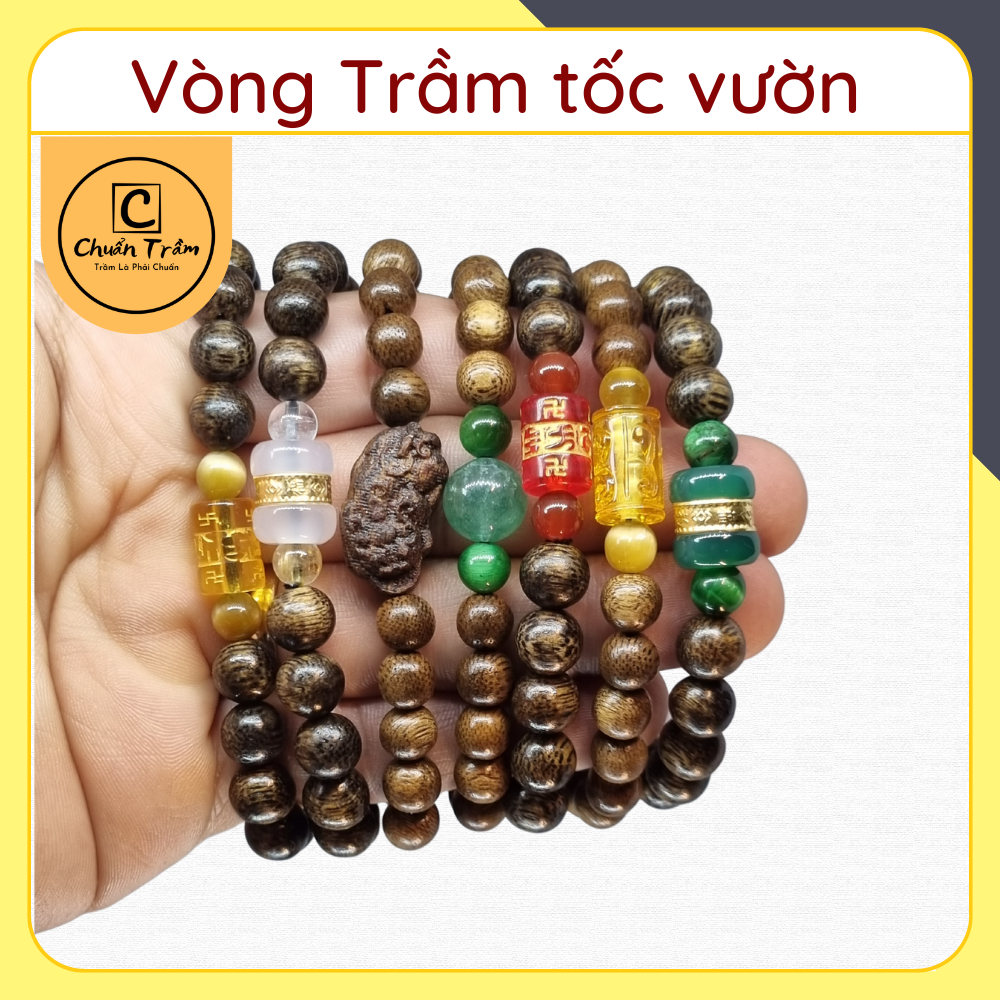 Vòng tay thời trang trầm hương tốc kiến vườn Chuẩn Trầm vòng tay trầm hương tốc kiến vườn mix nhiều loại