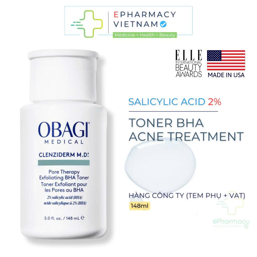 BHA Obagi Dung dịch giúp giảm mụn, dầu nhờn Clenziderm MD Pore Therapy 148ml