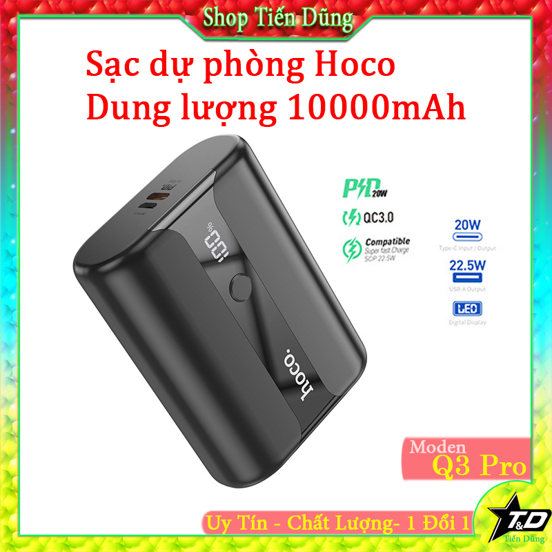 Sạc dự phòng nhanh 20w hoco q3 pro dung lượng 10000mah sạc qc22.5w + pd20w nhỏ gọn
