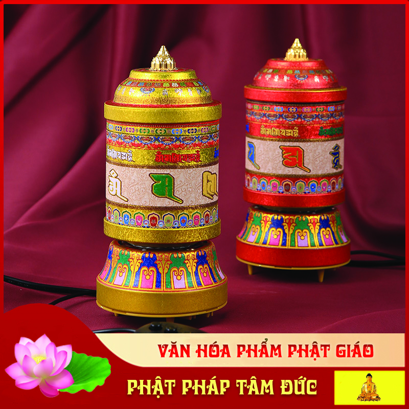 Kinh luân điện có nhạc, kinh luân om mani padme hum, kinh luân xoay vạn phúc cao cấp, kinh luân để bàn mẫu mới - đủ size