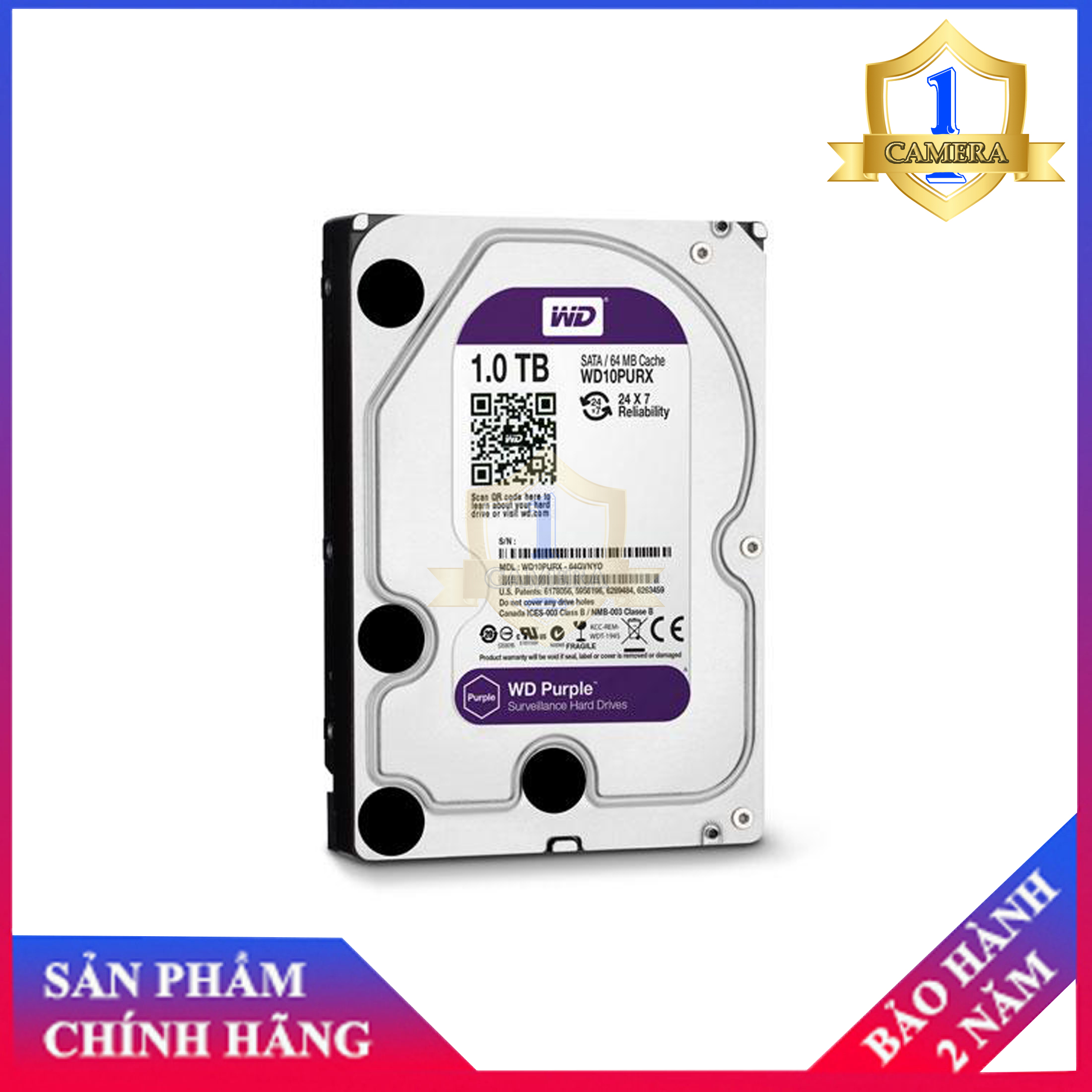 Ổ cứng camera hdd western purple 1tb wd10purz tím
