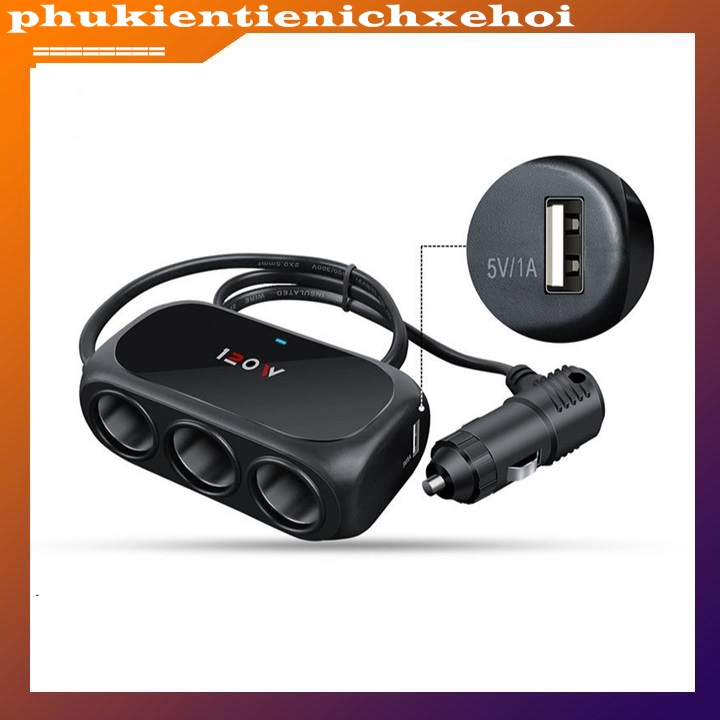 Bộ chia tẩu sạc ô tô xe hơi V3 nguồn DC 12v/24v cổng output usb 5v công suất 120W