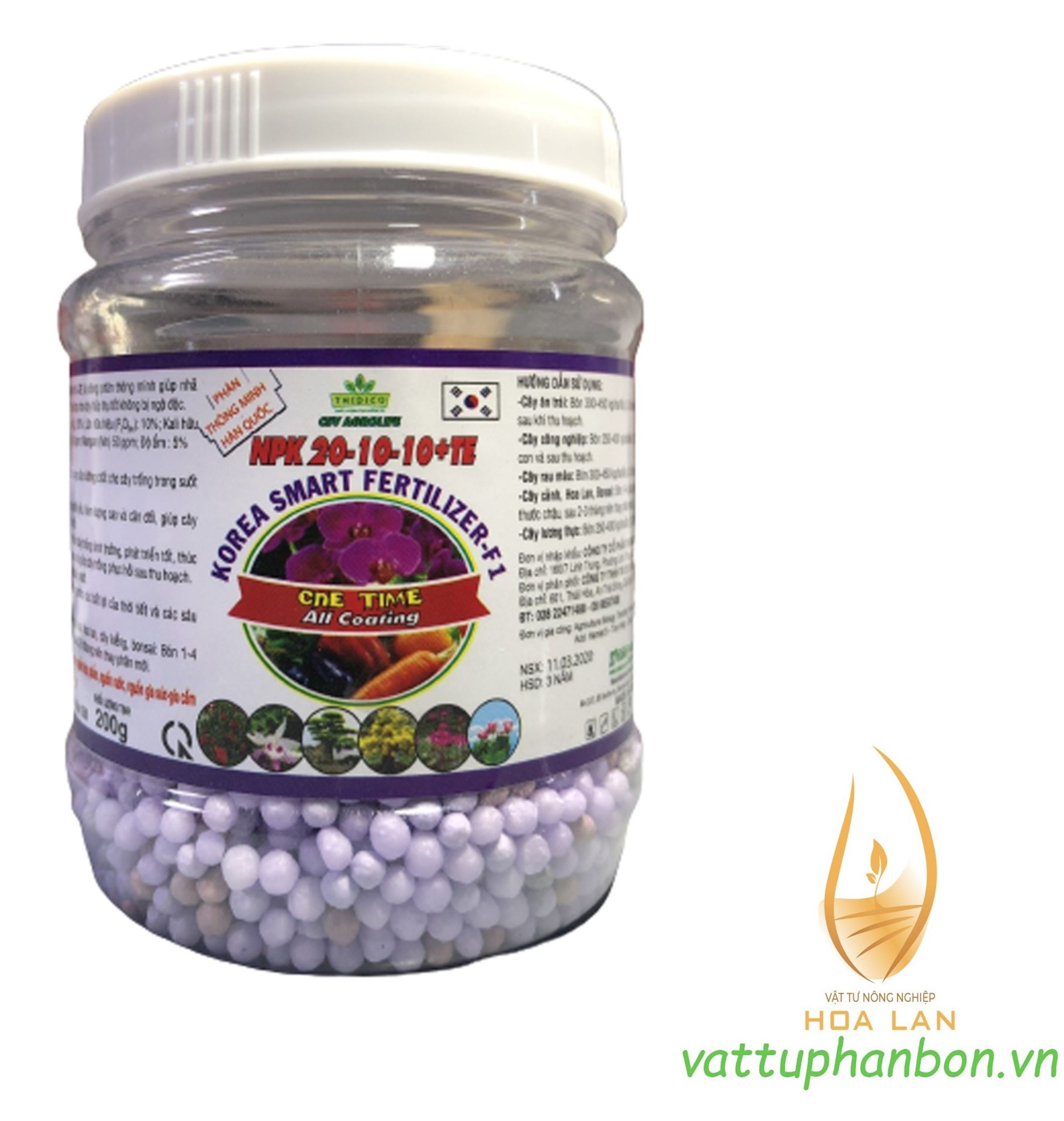 Phân tan chậm korea npk 20-10-10+te korea smart fertilizer f1 - #277a# 200g