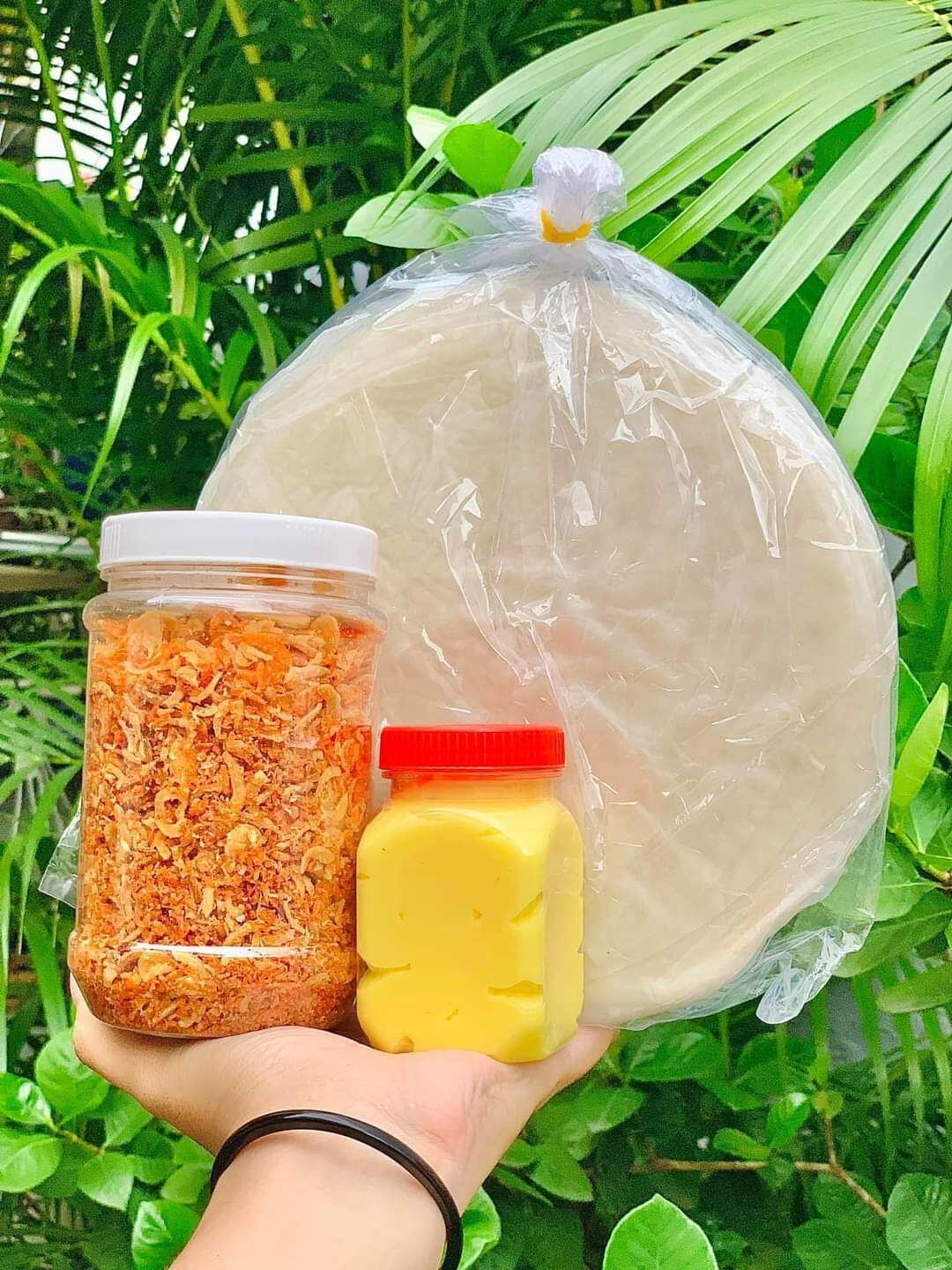 Combo 500g bánh tráng phơi sương + 300g muối ruốc hành phi + 300g bơ