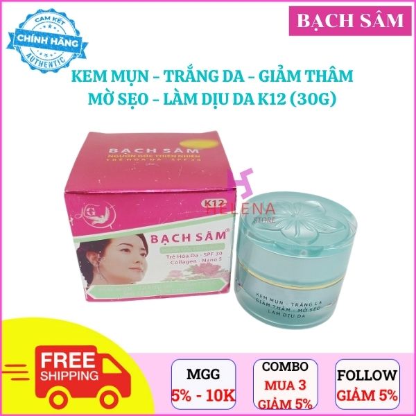 Kem Mụn, Dưỡng Da Bạch Sâm K12 Trị Mụn, Trắng Da, Thâm, Mờ Sẹo, Làm Dịu Da (30g)