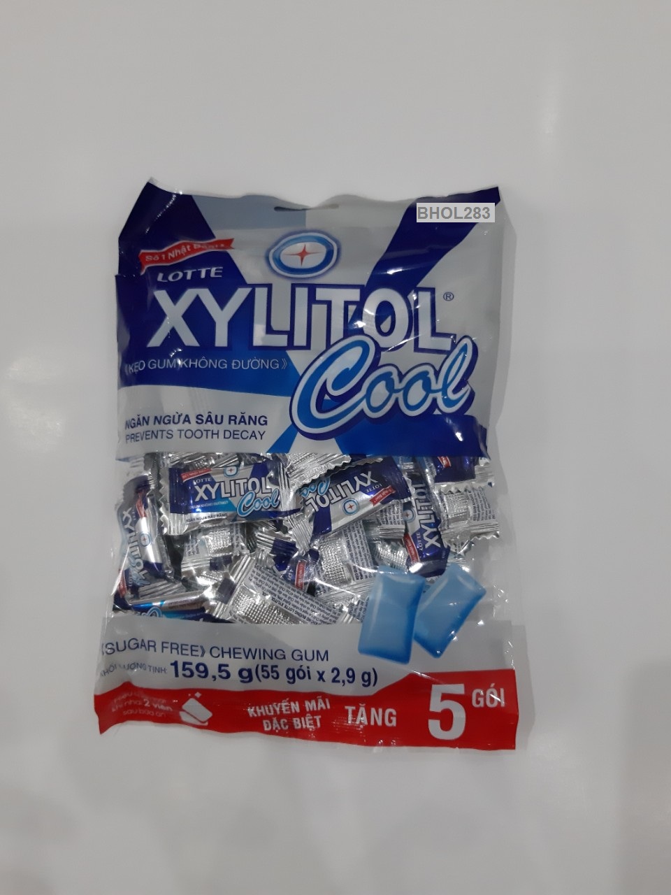 BỊCH KẸO GUM KHÔNG ĐƯỜNG XYLITOL HƯƠNG BẠC HÀ CỰC MẠNH (COOL) l 55 GÓI/ BỊCH