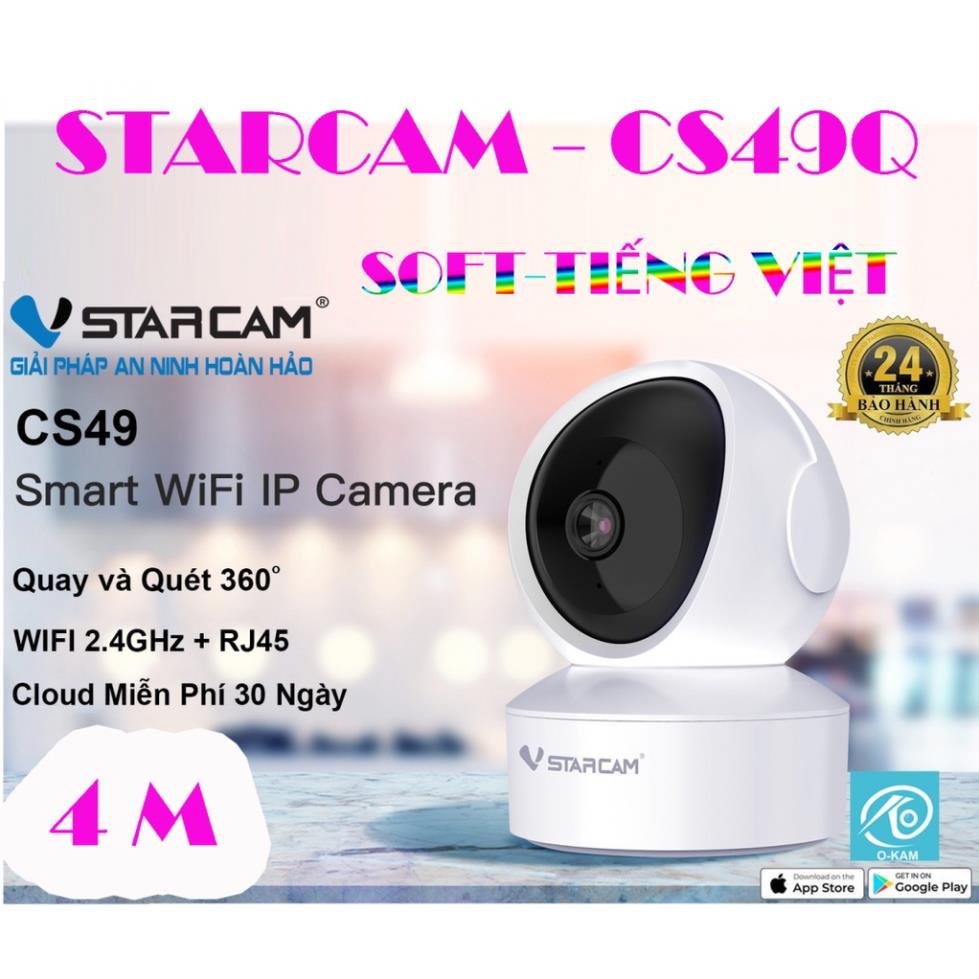 Camera Ip Wifi Starcam Cs49q , 40mpx , Đàm Thoại , Có Lan , Hồng Ngoại 10m