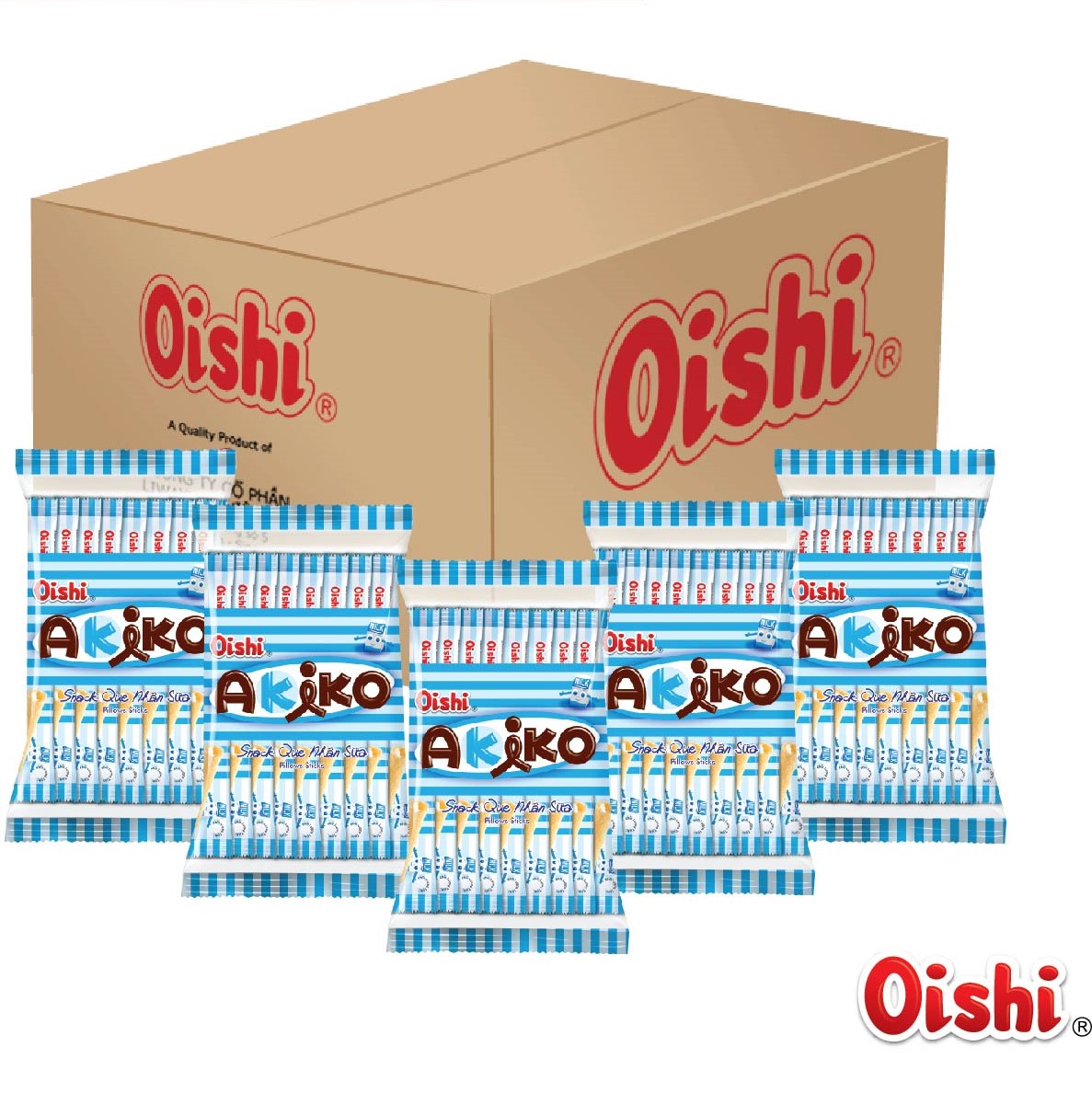 Combo 10 gói Oishi Snack Que Nhân Sữa Akiko (160g/gói)