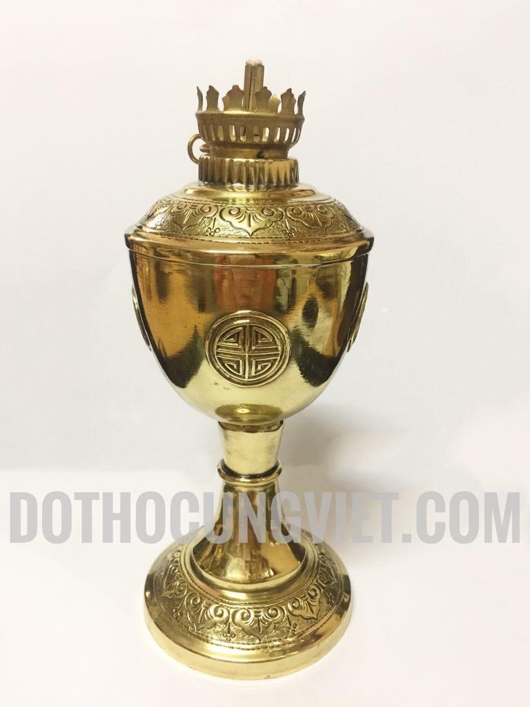 Đèn dầu bằng đồng chữ Thọ