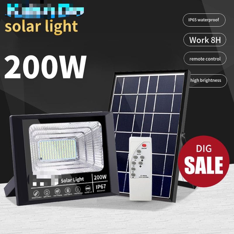 Đèn pin năng lượng mặt trời có điều khiển từ xa Đèn pin năng lượng mặt trời đèn rọi năng lượng mặt trời ánh sáng trắng Đèn led pin năng lượng mặt trời 45W 200W 500W