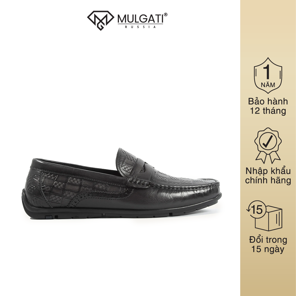 Giày lười nam mulgati penny moccasin dập vân da rắn - k2169