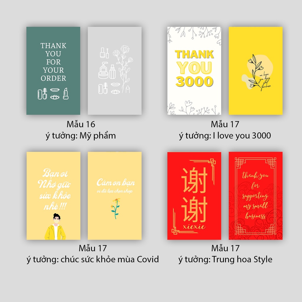 Hộp 100 card cám ơn card Thank you sáng tạo độc đáo hợp trend (8 mẫu) dành riêng cho shop bán hàng KAS - KPOP ALL STARS
